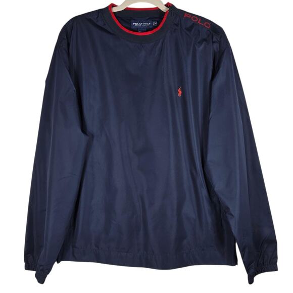 Polo Golf Ralph Lauren Jacket Mens Medium Navy Windbreaker Pullover Mesh Lined